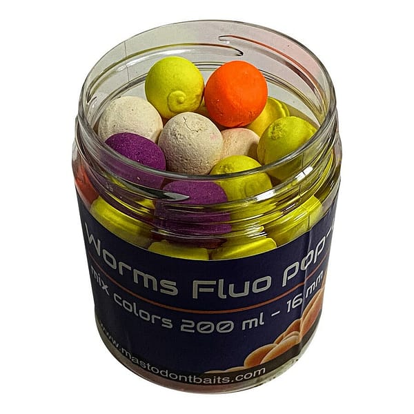 Mastodont Baits Fluo Pop-Up Boilies Worms 16mm 200ml