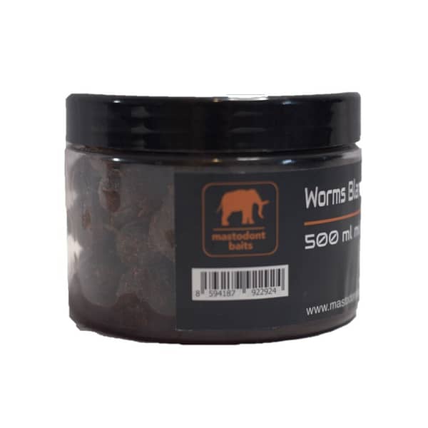 Mastodont Baits Worms Balanced Boilies in dip 500ml mix 20/24mm